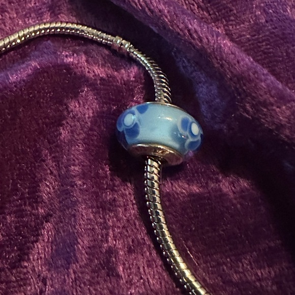 Authentic Sterling Silver 925 Ale Pandora blue flowers for you 760644 - Picture 1 of 5